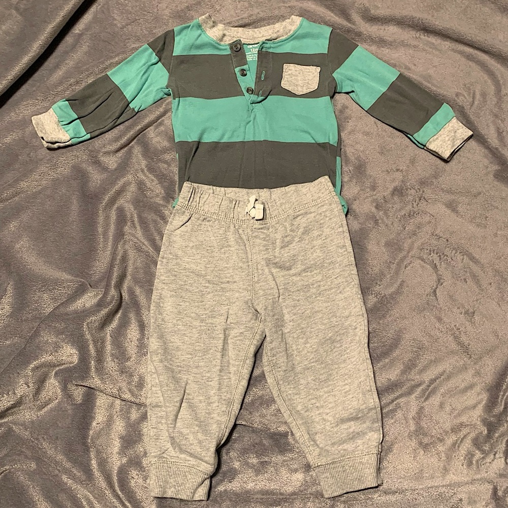 Carter’s - Toddler 2pc Long Sleeve/Pant Set - Blue & Gray - Sz: 12M